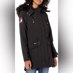 Canada weather gear - Black Cinched-Waist Hooded Anorak - sz M - new